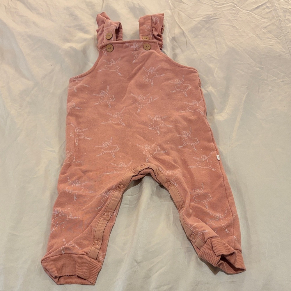 Mori Pink Ballerina Print Overalls with Adjustable Straps